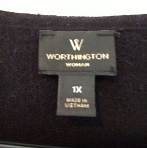 Worthington Woman Solid Black 3/4 Sleeve Sweater